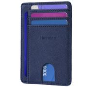 Hoewina Slim Wallet for Men, Credit Card Holder Wallet, Minimalist Design - RFID Blocking Front Pocket Leather Thin Wallet for Men and Women…, A-Cross Dark Blue, 4.45 x 3 x 0.15 inches, Minimalist