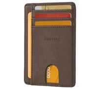 Hoewina Slim Wallet for Men, Credit Card Holder Wallet, Minimalist Design - RFID Blocking Front Pocket Leather Thin Wallet for Men and Women…, A-Cross Coffee, Minimalist