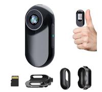 HOFAOUG 1080P Mini Body Camera, Mini Action Cam with Built in 32GB Memory Card, Thumb Sized The Compact Cameras for Work, Travel, Cycling and Pets Cat Camera Collar(Black)