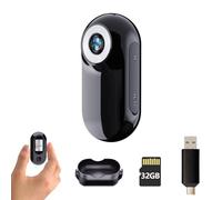 HOFAOUG 1080P Mini Body Camera, Mini Action Cam with Built in 32GB Memory Card, Thumb Sized The Compact Cameras for Work, Travel, Cycling and Pets Cat Camera Collar(Black)