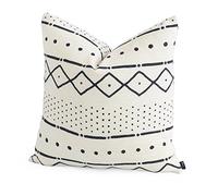 Hofdeco Premium Decorative Cushion Throw Pillow Case African MUD CLOTH Print Bogolan Natural Dots and Line Pattern HEAVY WEIGHT FABRIC Cushion Cover 20x20 Inches 50x50cm