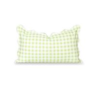Hofdeco Premium Grandmillennial Coastal Hampton Patio Indoor Outdoor Lumbar Pillow Cover Only, 12"x20" Water Repellent for Backyard, Couch, Poolside, Grass Green Print Gingham
