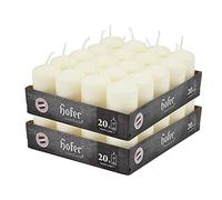 Hofer Ivory Pillar Candles - Set of 40 Decorative Small Candles - 4 x 7 cm - 11 Hours Long Burning - Unscented - Dripless - Smokeless - RAL Quality