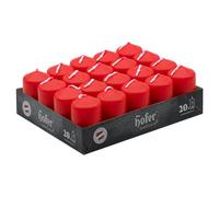Hofer Red Pillar Candles - Set of 20 Decorative Small Candles - 4 x 7 cm - 11 Hours Long Burning - Unscented - Dripless - Smokeless - RAL Quality