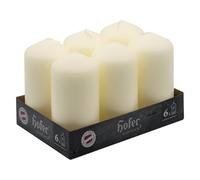 Hofer Unscented Pillar Candles - Ivory - 60 x 120 mm - Set of 6 Decorative Candles - 39 Hours Long Burning Time - Dripless - Smokeless - RAL Quality - Made in Austria