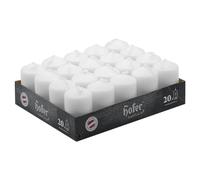 Hofer White Pillar Candles - Set of 20 Decorative Small Candles - 4 x 7 cm - 11 Hours Long Burning - Unscented - Dripless - Smokeless - RAL Quality