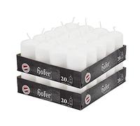 Hofer White Pillar Candles - Set of 40 Decorative Small Candles - 4 x 7 cm - 11 Hours Long Burning - Unscented - Dripless - Smokeless - RAL Quality