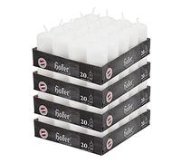 Hofer White Pillar Candles - Set of 80 Decorative Small Candles - 4 x 7 cm - 11 Hours Long Burning - Unscented - Dripless - Smokeless - RAL Quality