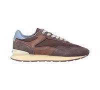 HOFF City Retro Chocolate, Brown with Blue, Suede and Nylon, Memory Foam, Lightweight Design Running Casual, Chocolate Brown with Light Blue Details, 10 UK