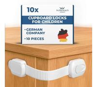 Hoffenbach 10x Cupboard Locks for Children - Child Locks for Kitchen Cupboards - Childproof Cabinet, Drawer & Door Safety Lock Set - Baby Safety Cupboard Locks - White
