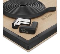 Hoffenbach 12x Baby Corner Protectors & 6.2m Soft Foam Edge Guard for Kids - Self-Adhesive Bumpers for Child Safety, Furniture, Desks, Tables - Safe & Durable - Black