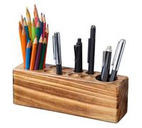 Hoffengwell Solid Pine Wood Pen Holder for Desk - Fountain Pen Holder - Stylish Wooden Pencil Holder and Pen Desk Organizer
