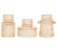 HofferRuffer Candle Holders Set of 3,Glass Votive Tealight Holders for Taper/Pillar/Tealight Candles,Candlesticks for Table Centerpiece, Wedding,Birthday,Gifts（Yellow）