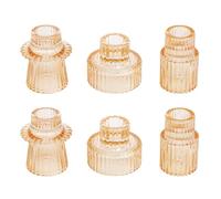 HofferRuffer Candle Holders Set of 6,Glass Votive Tealight Holders for Taper/Pillar/Tealight Candles,Candlesticks for Table Centerpiece, Wedding,Birthday,Gifts（Yellow）