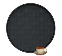 HofferRuffer Large Round Serving Tray 24'', Elegant Faux Leather Circle Ottoman Table Tray, Serve Tea Coffee Breakfast in Bedroom Living Room Kitchen (Classic Black)