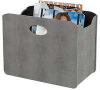 HofferRuffer Magazine Basket Holder, Foldable Magazine Rack, Document File Holder Organizer, File Folder, Newspaper Storage Bin Organizer for Home or Office (Dark Grey Shagreen)
