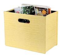HofferRuffer Magazine Newspaper Holders,Foldable PU Leather Magazine Storage Rack,Document File Holder Magazine Basket Newspaper Storage for Office,CoffeeTable, Living Room, Reception Desk (Yellow)