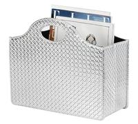 HofferRuffer Magazine Newspaper Holders,Foldable PU Leather Magazine Storage Rack,Document File Holder Magazine Basket Newspaper Storage for Office,CoffeeTable, Living Room, Reception Desk (Silver)