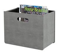 HofferRuffer Magazine Newspaper Holders,Foldable PU Leather Magazine Storage Rack,Document File Holder Magazine Basket Newspaper Storage for Office,CoffeeTable, Living Room, Reception Desk (DarkGrey)