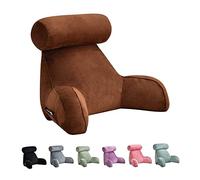 HOFFTI Soft Bed Rest Reading Pillow With Neck / Arm Support, Shredded Memory Foam Bed Rest Pillow Back Lumbar Support Cushion For Reading Watching TV Gaming ( Color : Brown )