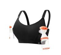 HOFISH Pumping Bra Hands Free Zip Opening High Support Nursing Bras for Breastfeeding Seamless Pumping & Nursing Bra in One Black L