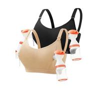 HOFISH Pumping Bra Hands Free Zip Opening High Support Nursing Bras for Breastfeeding Seamless Pumping & Nursing Bra BlackBeige L