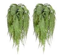 HOFMEFY Small Fake Hanging Plant Realistic Artificial Fern Plants Wall Decor for Floating Shelves Indoor Outdoor Shelf Decoration Green 2PCS 55CM Long