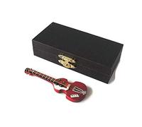 Hofner Red Bass Guitar Miniature 1/12th Scale Musical Instrument In Black Vinyl Case With Metal Clasp