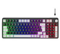 Hofotek 96% Wired Gaming Keyboard,Creamy Membrane Quiet Silent Keyboard with Number Pad & Volume Knob,Light Up Computer USB Teclado for PC Desktop Games Office