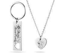 HOFOYA Family Love Necklace & Keychain Gift for Dad Mom and Daughter - Daddy's Girl Heart Pendant for Girl,Birthday Father's Day Keepsake for Parents Childen Kids., Standard, Stainless Steel, No