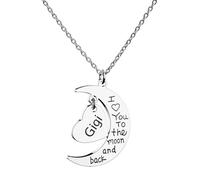 HOFOYA I Love You to The Moon and Back Stainless Steel Chain Necklace Jewelry Gifts for Mom Auntie Sister Grandma Teensdaughter,Birthday Christmas Valentines Gift for Women Teens., S, Stainless Steel