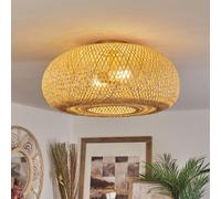 HOFSTEIN Bauro Ceiling Lamp, Modern Metal/Bamboo Ceiling Lamp in Gold, Boho Design with Light Effect, Ø50 cm, 2-Flame, 2 x E27, Bulbs Not Included