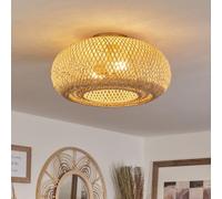 hofstein Bauro Ceiling Light, Modern Ceiling lamp Made of Metal/Bamboo in Gold/Nature, Boho Design Light with Light Effect, ø40 cm, 1-Flame, 1 x E27, Bulbs not Included