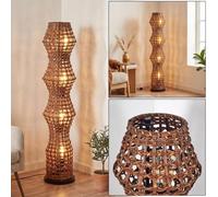 HOFSTEIN Cardeira Floor lamp, Scandinavian Design Floor lamp, Boho Style with Brown Rattan Shade and Light Effect, E27, Height 110 cm, Foot Switch - Living Room, Bedroom, Dining Room, Hallway