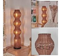HOFSTEIN Cardeira Floor lamp, Scandinavian Design Floor lamp, Boho Style with Brown Rattan Shade and Light Effect, E27, Height 111 cm, Foot Switch - Living Room, Bedroom, Dining Room, Hallway