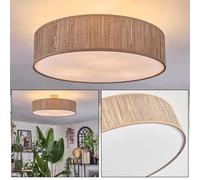 HOFSTEIN Ceiling lamp Foggia, Ceiling lamp Made of Metal/Rush Straw/Fabric/Plastic in matt Nickel/Natural/Beige/White, Round Boho lamp (Ø 50 cm), E27, Dining Room, Living Room, Bedroom, Kitchen