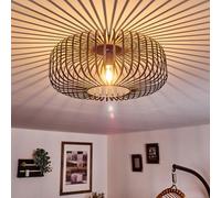 hofstein Ceiling lamp Wemude, Metal Ceiling lamp in Black/Gold, 1-Flame, 1 x E27-socket, Modern lamp in Retro/Vintage Design with Grid and Light Effect on the Ceiling,Without Bulbs