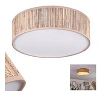 HOFSTEIN Ceiling Light Antillo, Ceiling lamp Made of Metal/Reed/Plastic in matt Nickel/Brown/White, Round lamp in Modern Boho Design (Ø 40 cm), E27, Dining Room, Living Room, Bedroom, Kitchen