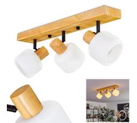 HOFSTEIN ceiling light Miguas, ceiling lamp, wood/metal in natural colours/black/white, Scandinavian design, glass lamp shades, adjustable spotlights, 3 x E14, bedroom, living room, kitchen, corridors