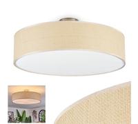 HOFSTEIN Foggia Ceiling Light, Ceiling lamp Made of Metal/Paper Weave/Fabric/Plastic in matt Nickel/Natural/Beige/White, Round Boho Light (Ø 50 cm), E27, Dining Room, Living Room, Bedroom, Kitchen