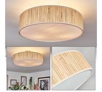 HOFSTEIN Foggia Ceiling Light, Metal/Paper Weave/Fabric/Plastic Ceiling lamp in matt Nickel/Natural/White, Round Boho Light (Ø 50 cm), E27, Dining Room, Living Room, Bedroom, Kitchen