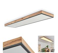hofstein LED Ceiling Light Salmi in White/Black Metal Natural Wood and White Plastic, Modern Light for Dining Room, with Built in LEDs, 36 Watt, 2250 Lumen, 3000 Kelvin