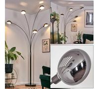 HOFSTEIN Nikkala Floor lamp, Metal Floor lamp in Black/Chrome/Smoke/White with Marble Base, Adjustable Vintage-Style lamp, Switch on housing, E14, Living Room, Bedroom, Office