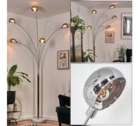 HOFSTEIN NIKKALA Floor Lamp Metal White/Chrome/Smoke with Marble Base, Adjustable Light Retro Vintage Design Switch on Housing E14 Living Room Bedroom Office