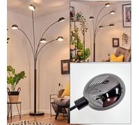 HOFSTEIN Nikkala Metal Floor Lamp in Black/Chrome/Smoke with Marble Base, Adjustable Lamp in Retro/Vintage Design, Switch on Housing, 250 cm, E14, Living Room, Bedroom, Office