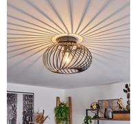 hofstein Oravi Ceiling Light, Round Ceiling lamp Made of Metal in Black, 1-Flame, E27 Socket, Ø 30 cm, Light in Retro/Vintage Design with Great Light Effect Due to Lattice Optics, Bulbs not Included
