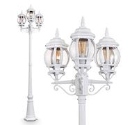 hofstein Outdoor lamp Lentua, Candelabra in Antique Look, Metal in White with Plastic Discs, 3-arm Path Light 215 cm, Retro/Vintage Garden lamp, E27 Socket, IP44, Without Bulbs