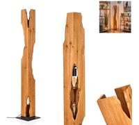 HOFSTEIN Sernadelo Floor lamp, Modern Metal/Bamboo Floor Lamp in Black/Natural, Curved Boho Style with Foot Switch, 101 cm, 4 x E27, Bulbs Not Included