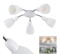 HOFSTEIN Starkeryd Ceiling Light, Metal/Glass Ceiling Light in Chrome/White, Modern Design Light with Glass Shade, 5 x E14 LED incl., 3000 Kelvin, 320 Lumen