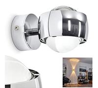 hofstein Wall lamp Sapri semicircular - Chrome-Plated Room floodlight Made of Metal with Glass Lenses - indirect Light in The Form of Two Light Cones - Without Bulbs